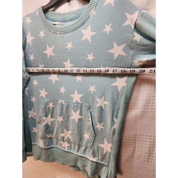 Cuddl Duds Sweater Womens XS Green Stars Print Pullover Kangaroo Pouch Pockets - Picture 4 of 7